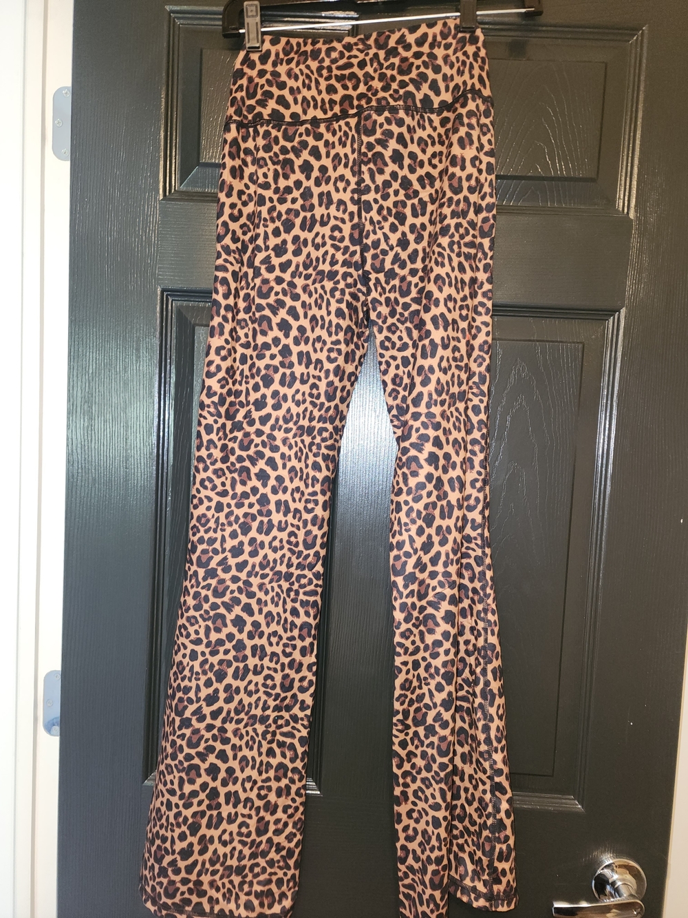 High-Rise Leopard Print Flare Pants in Tan/Black